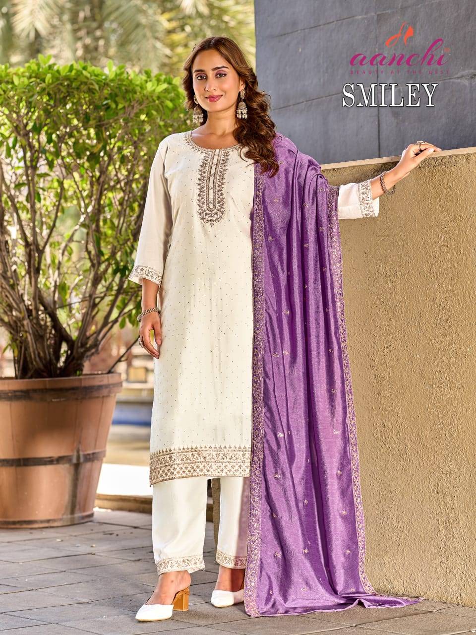 SMILEY By AANCHI Stylish Beautiful Colourful VICHITRA SILK Dresses At Wholesale Price